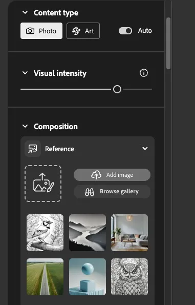 Adobe Firefly Tools Options one