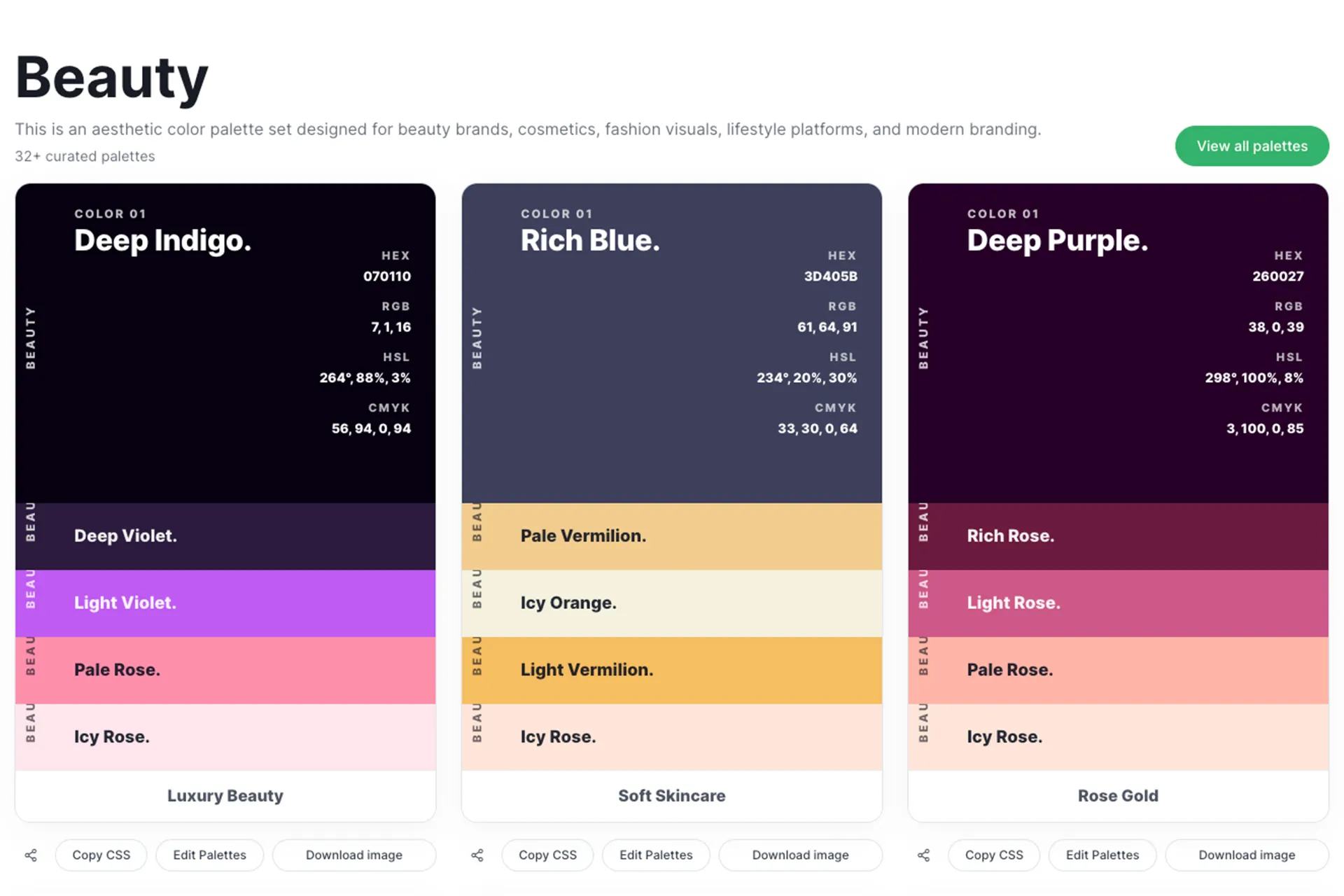 Beauty Industry Color Palette sample image