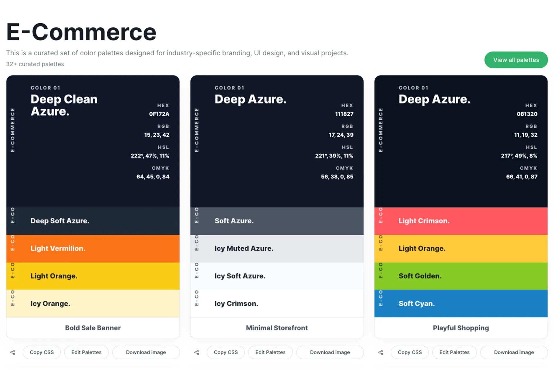 e-commerce color palette sample image