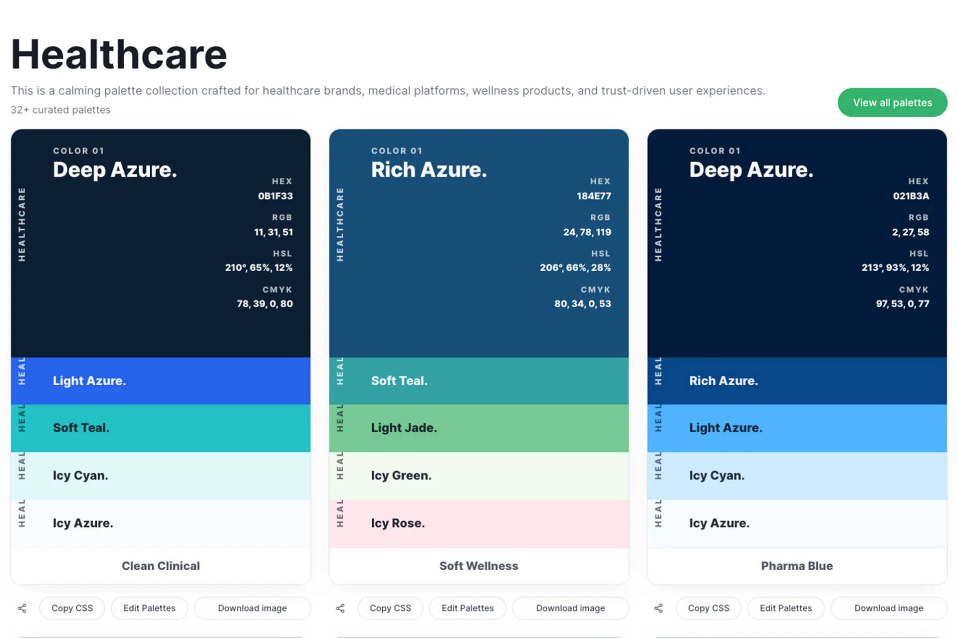 Healthcare color palette sample image