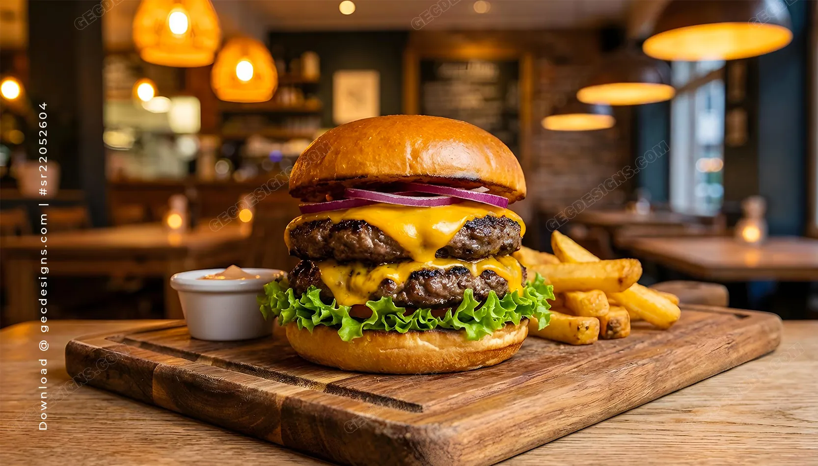 Burger Restaurant Background Image With Fries