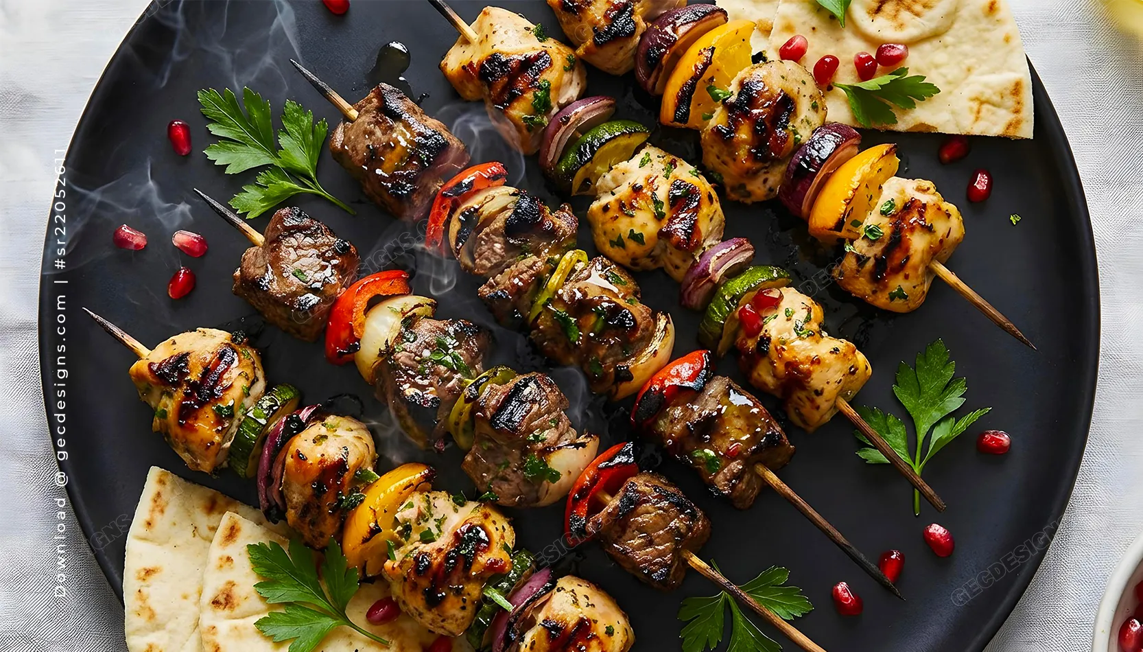 Grilled Kebab Background Image for Restaurant Design