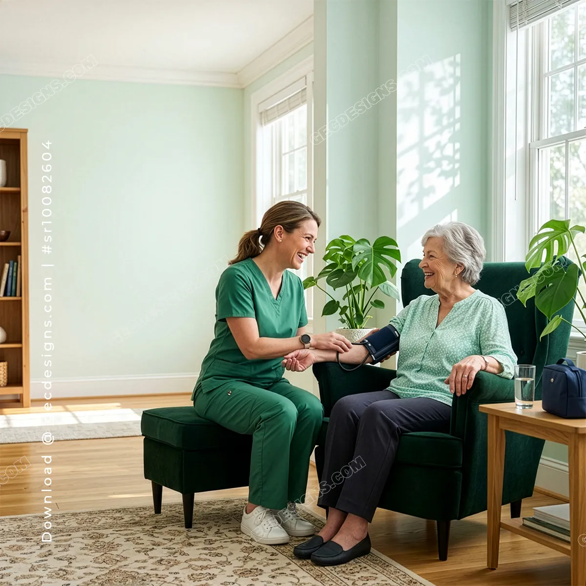 Home Nurse Checking Senior Woman’s Blood Pressure - Green Pharmacy