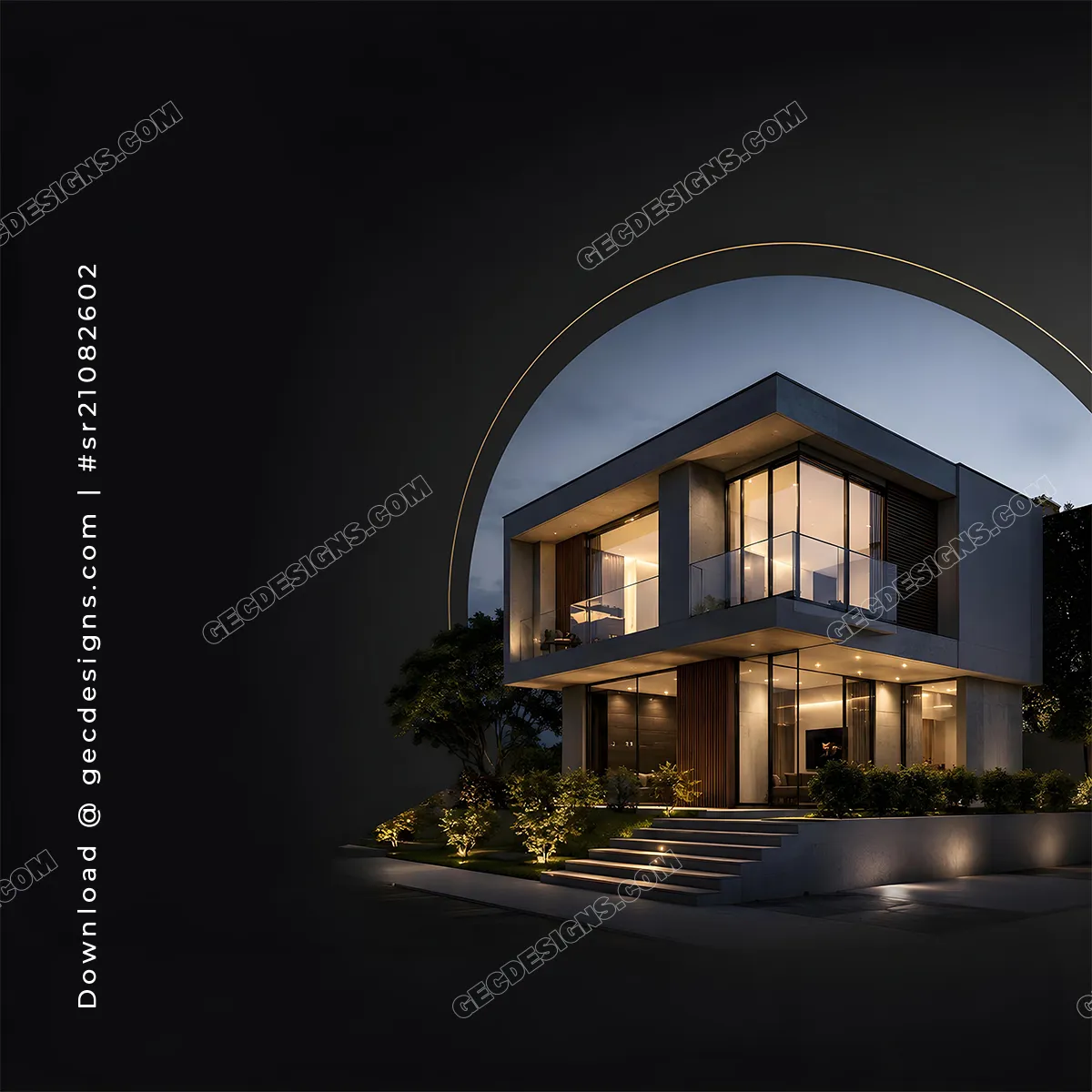 Luxury Modern Home Real Estate Background with Dark Copy Space