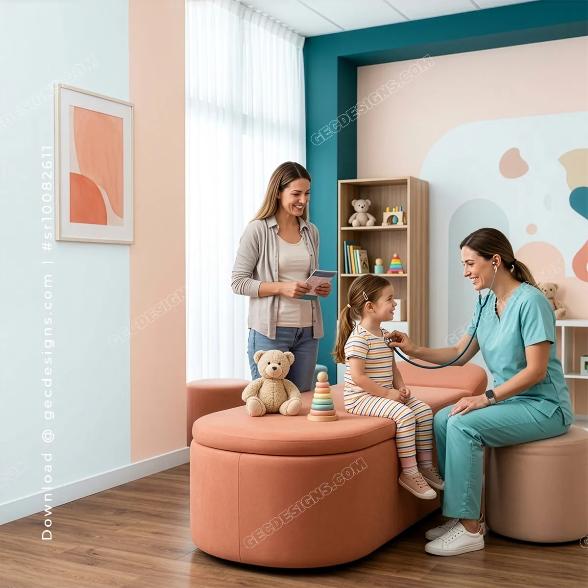 Pediatrician Examining Young Girl with Stethoscope