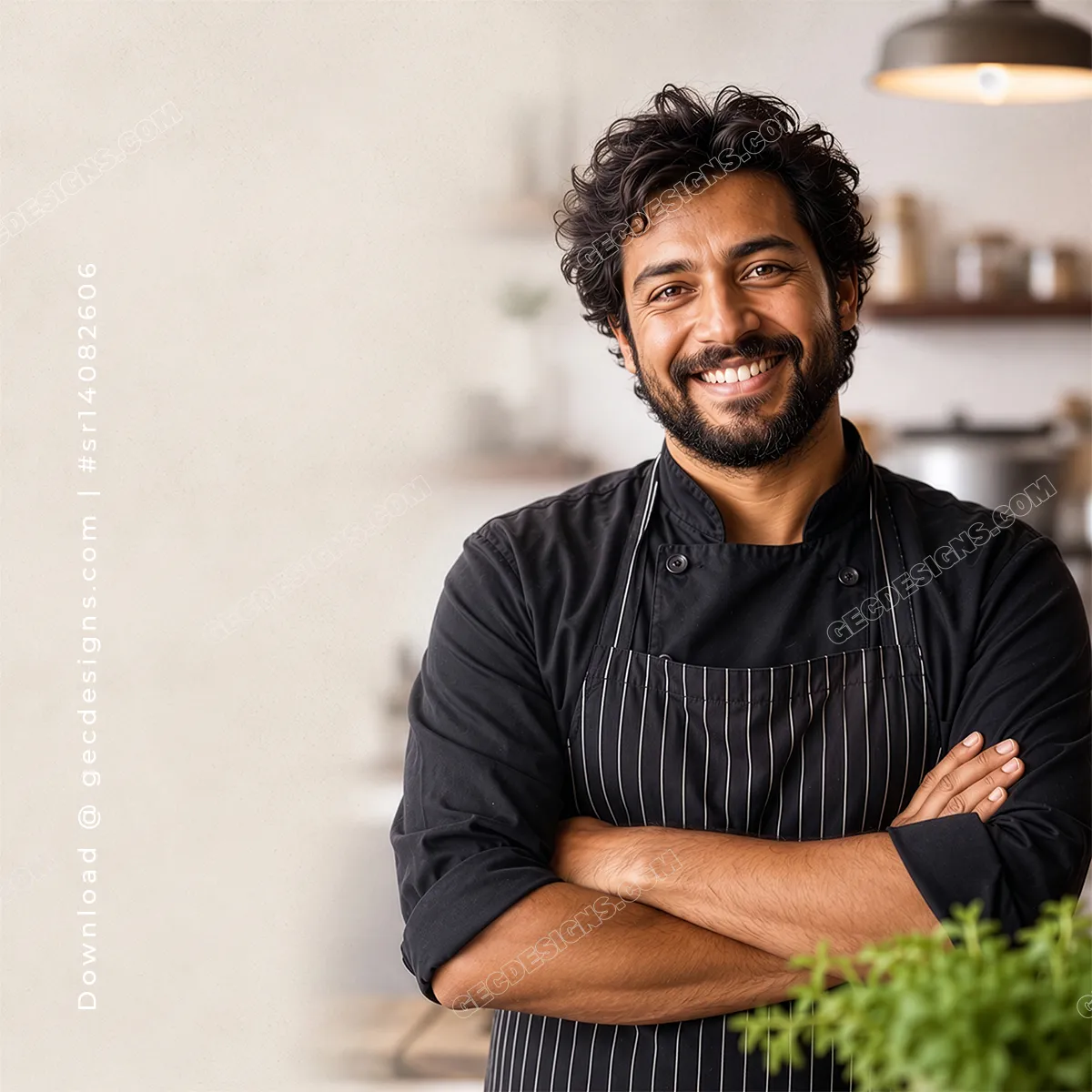 Smiling Professional Chef in Restaurant Kitchen