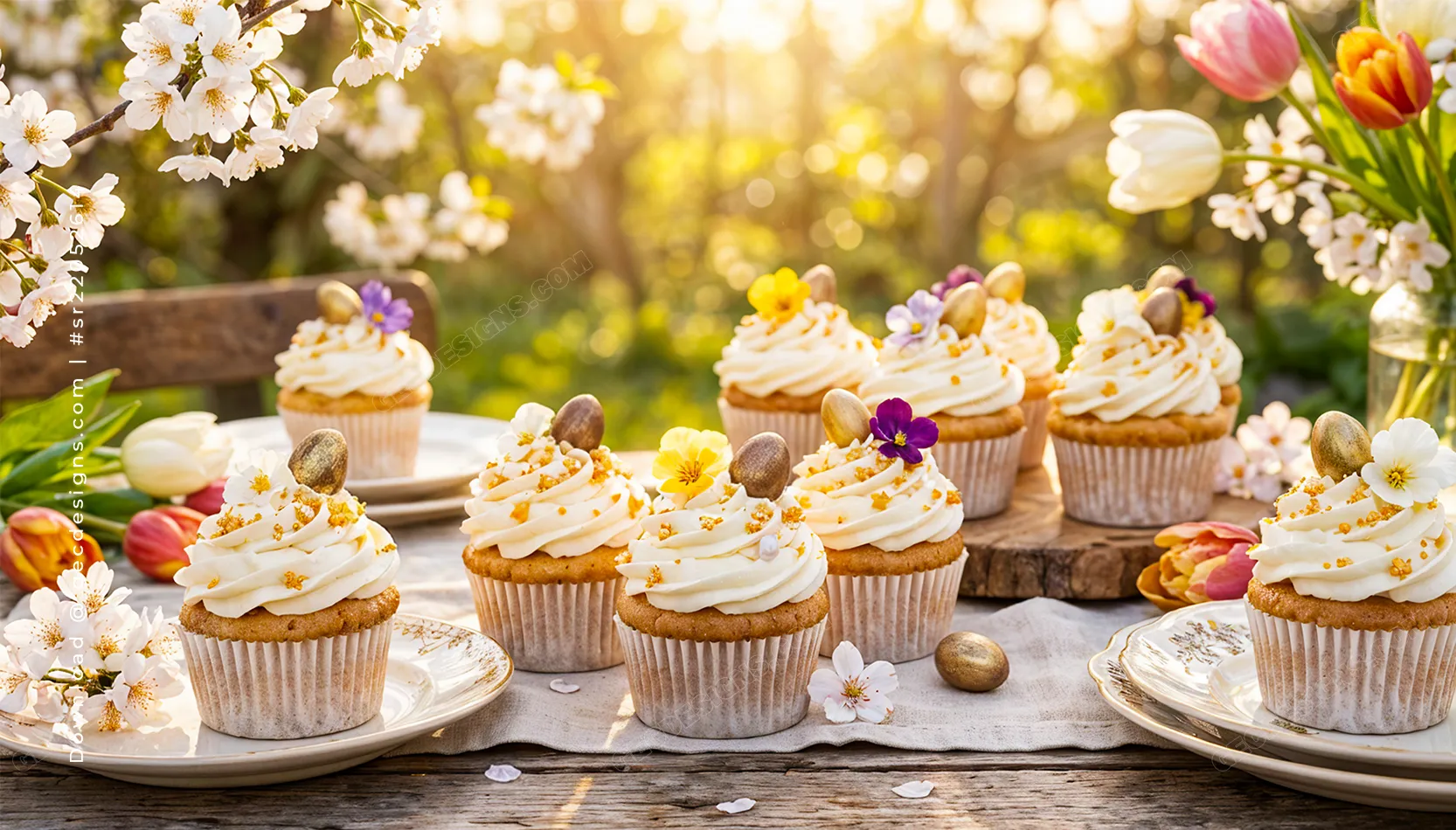 Spring Cupcake Background Image for Bakery Design