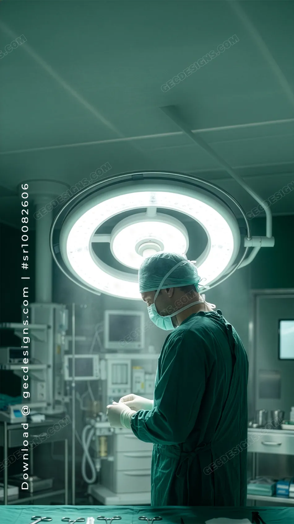 Surgeon Preparing for Operation in Hospital Operating Room - Green Pharmacy