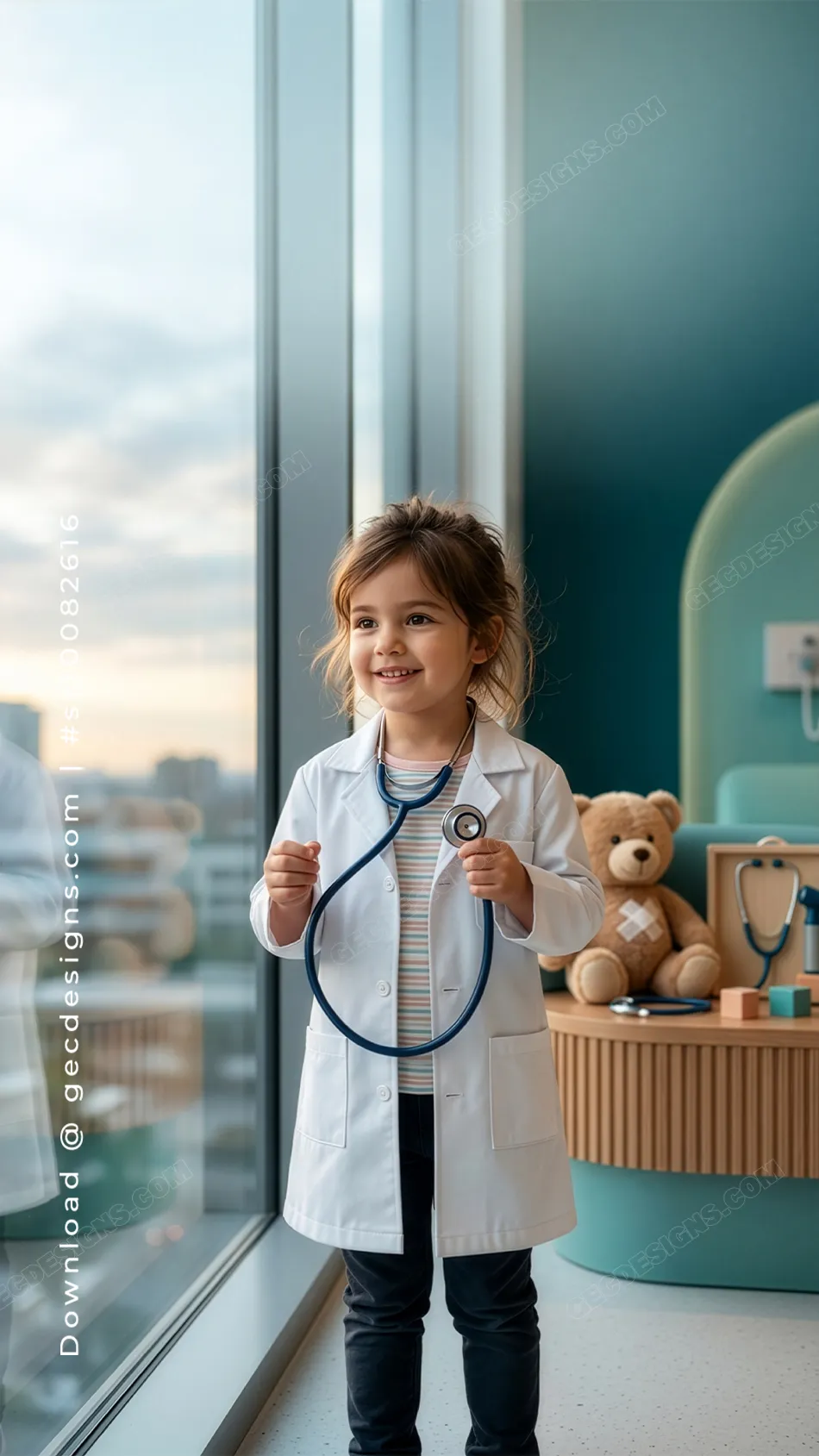 Young Girl Playing Doctor with Stethoscope