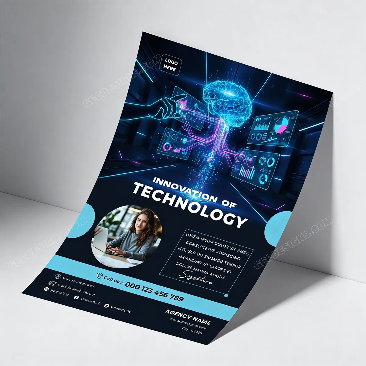 Artificial Intelligence Technology Business Flyer Template Psd Sr27022602 Mockup One