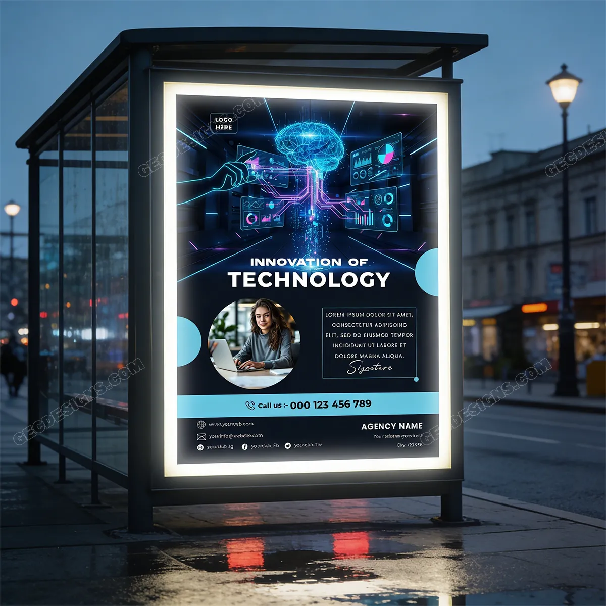 Artificial Intelligence Technology Business Flyer Template Psd Sr27022602 Mockup Two