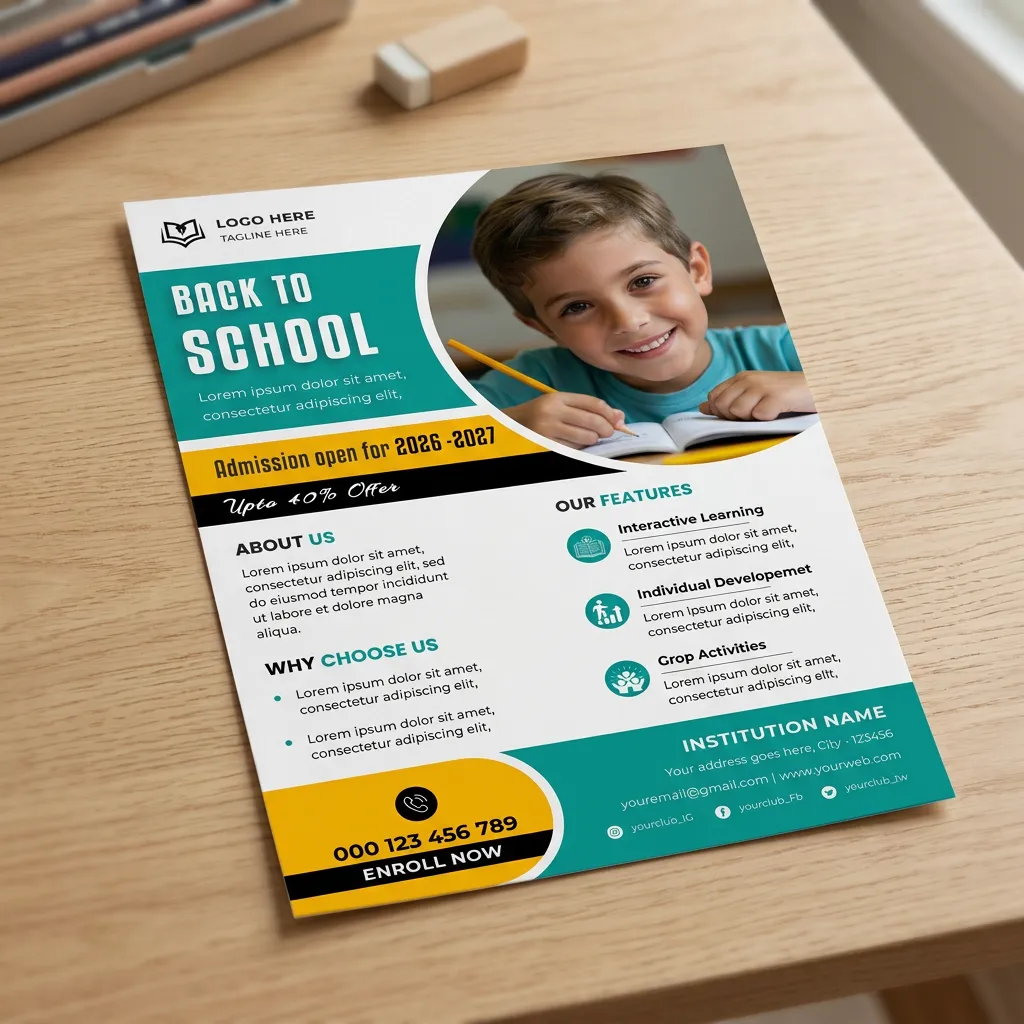 Back To School Admission Flyer Template For School Promotion Sr09032608 Mockup One
