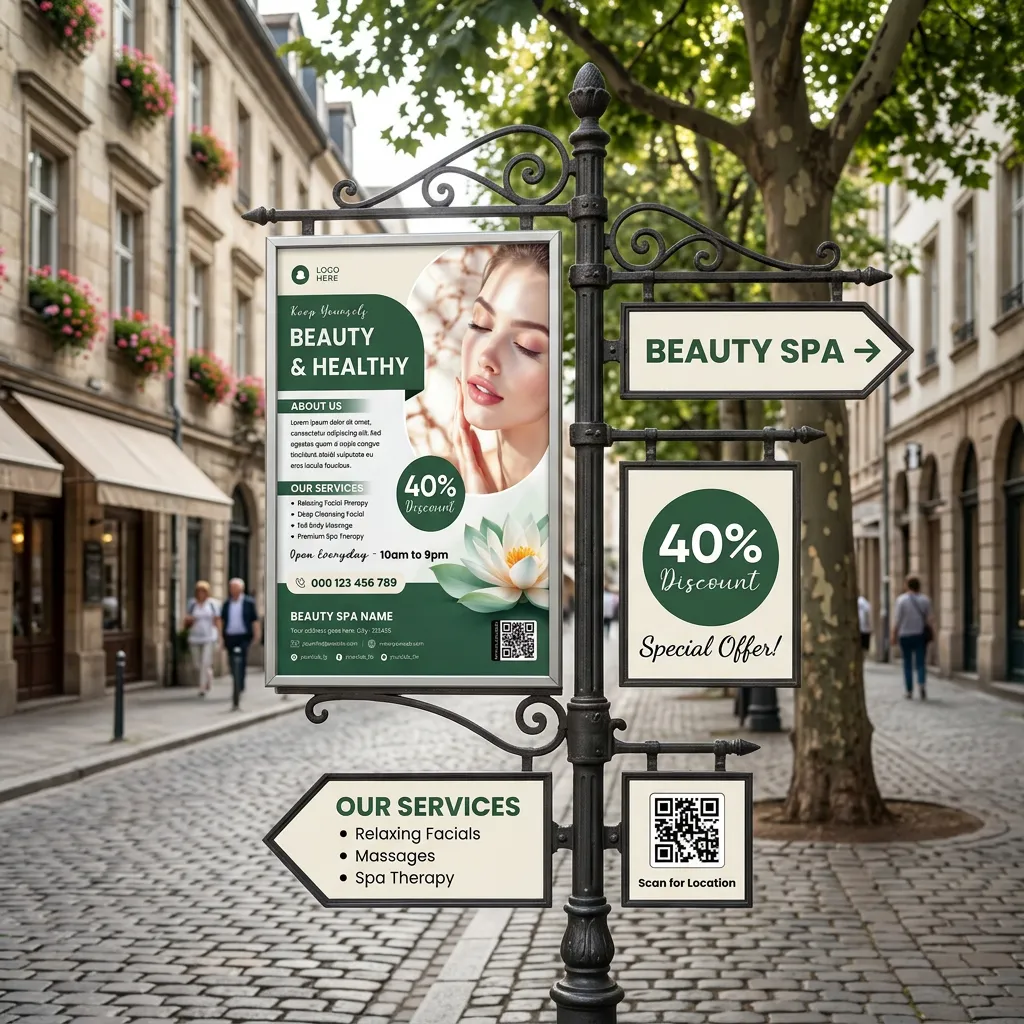 Beauty Spa Promotion Flyer Template For Skincare And Wellness Services Sr09032604 Mockup Two