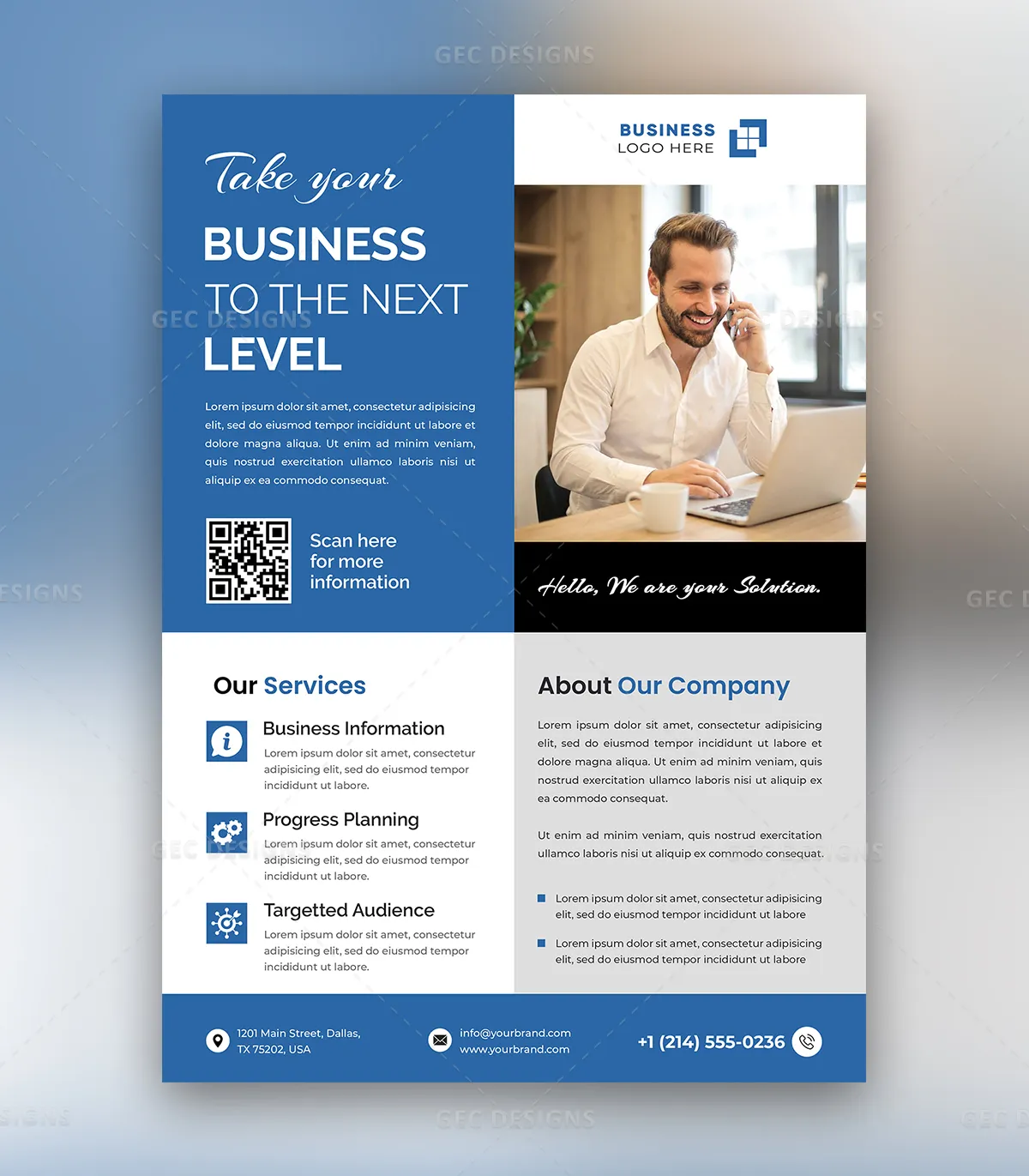 Business Consulting Flyer PSD Template with Clean Blue Design for Corporate Services