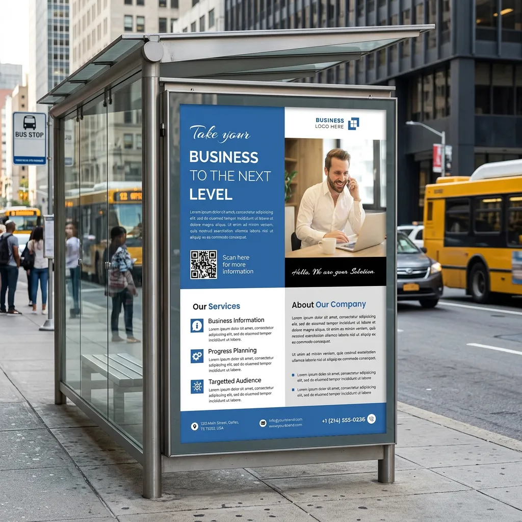 Business consulting flyer psd template with clean blue design for corporate services mockup one