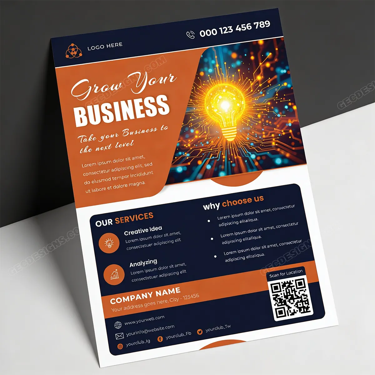 Business Growth Flyer Template Psd For Corporate Marketing Sr27022604 Mockup One