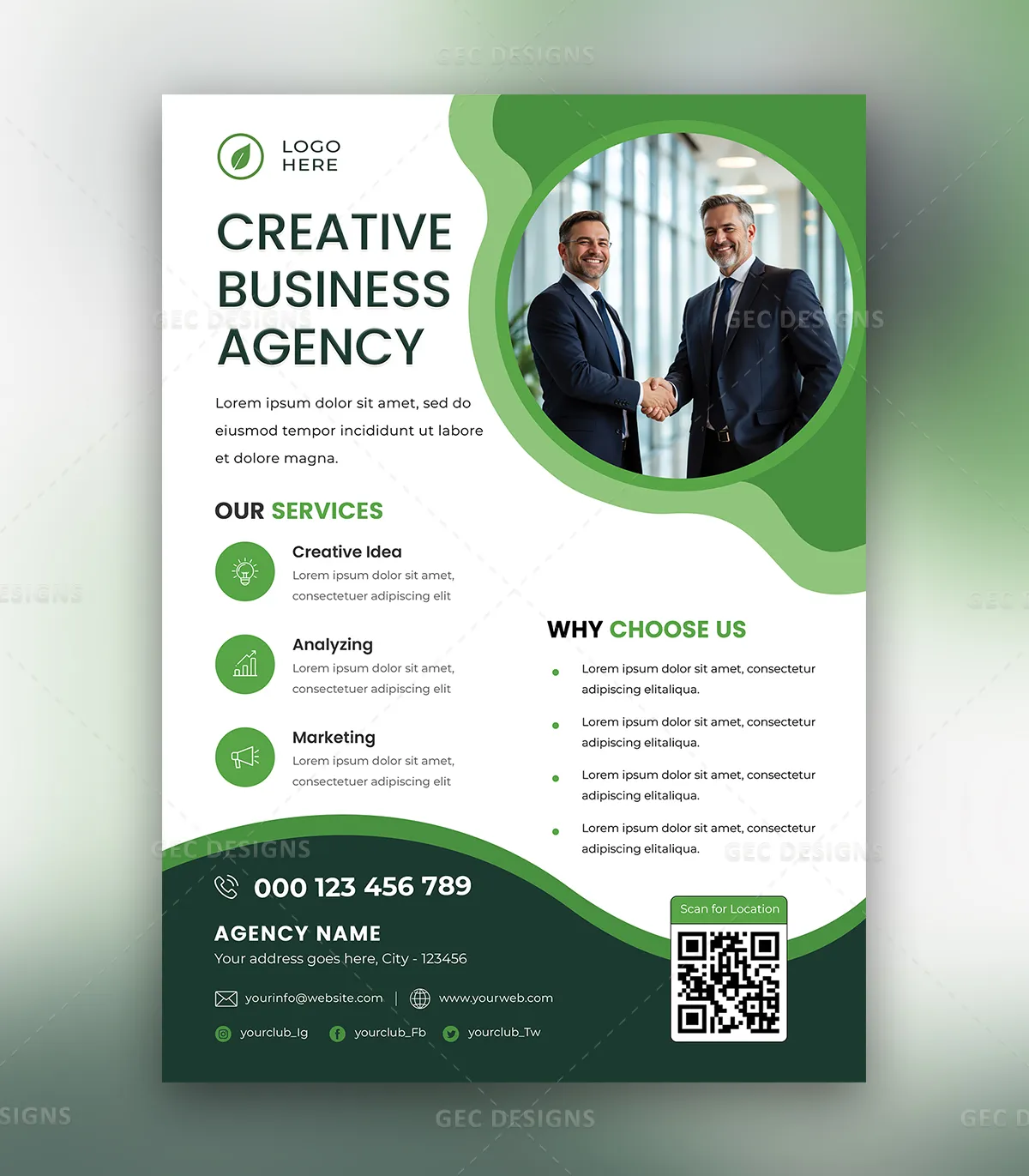 Creative business agency flyer template PSD for corporate services