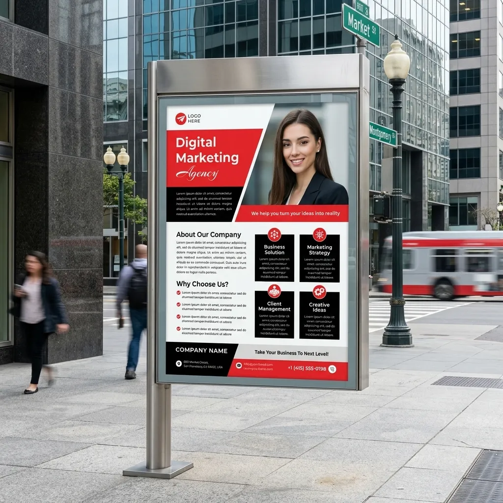 Creative digital marketing services flyer template for business advertising and client growth mockup one