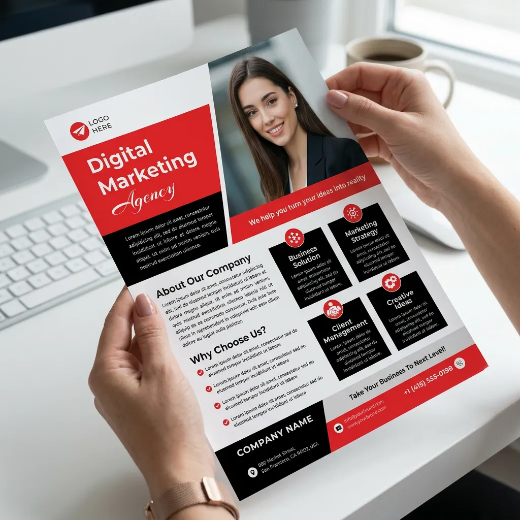 Creative digital marketing services flyer template for business advertising and client growth mockup two