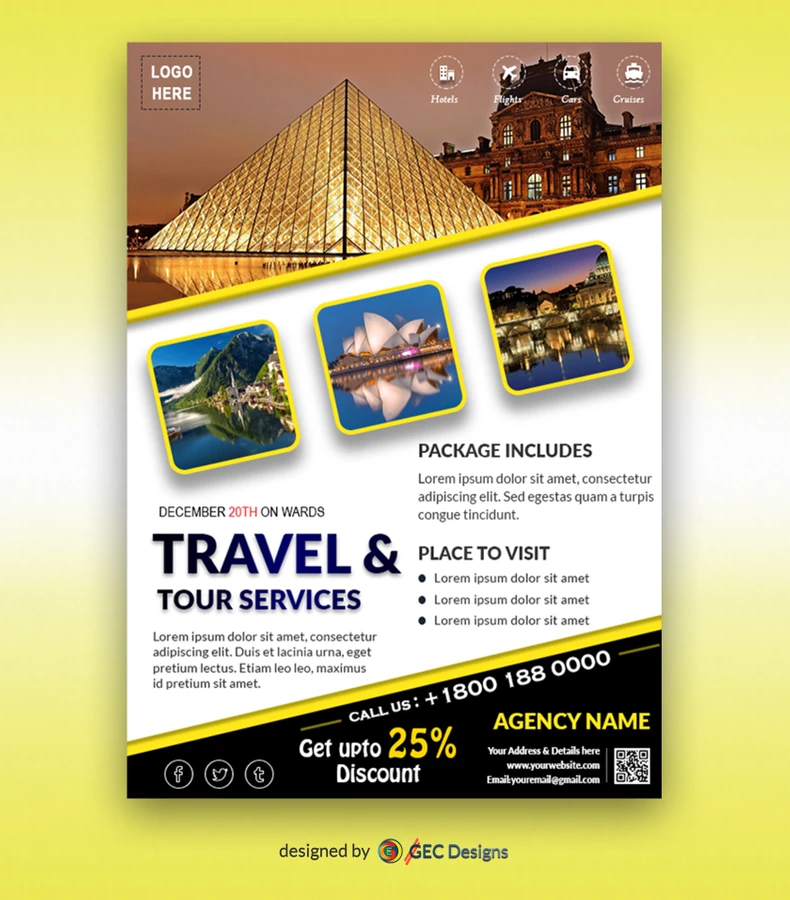 Creative Travel Agency Flyer Template | GEC Designs