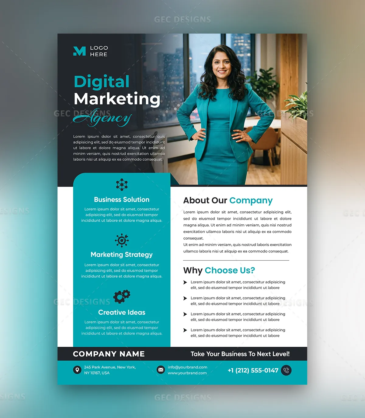 Digital Marketing Agency Flyer Template with Professional Business Layout and Branding Design