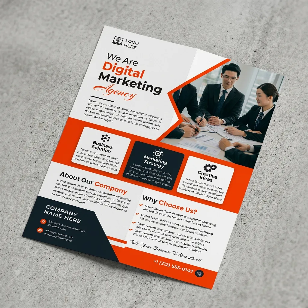 Digital marketing services flyer template for business promotion and agency branding design mockup one