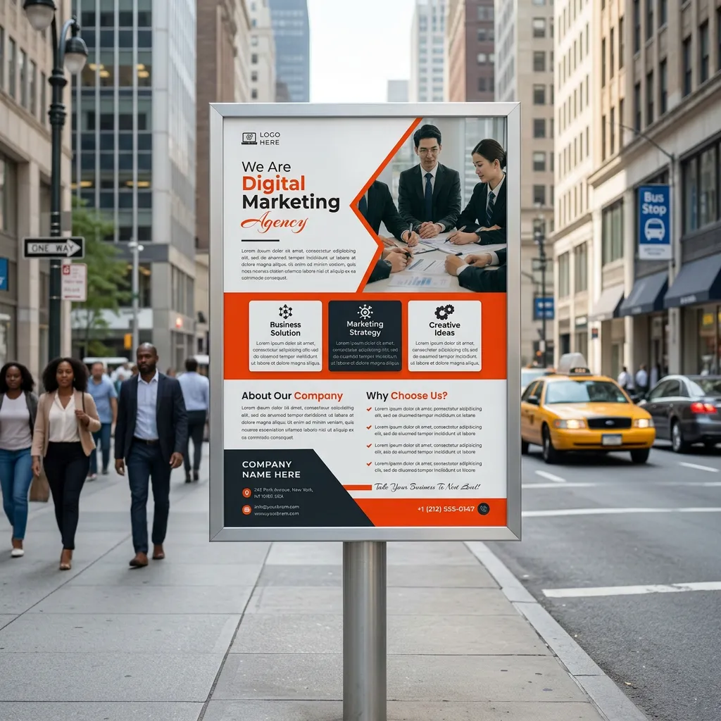 Digital marketing services flyer template for business promotion and agency branding design mockup two