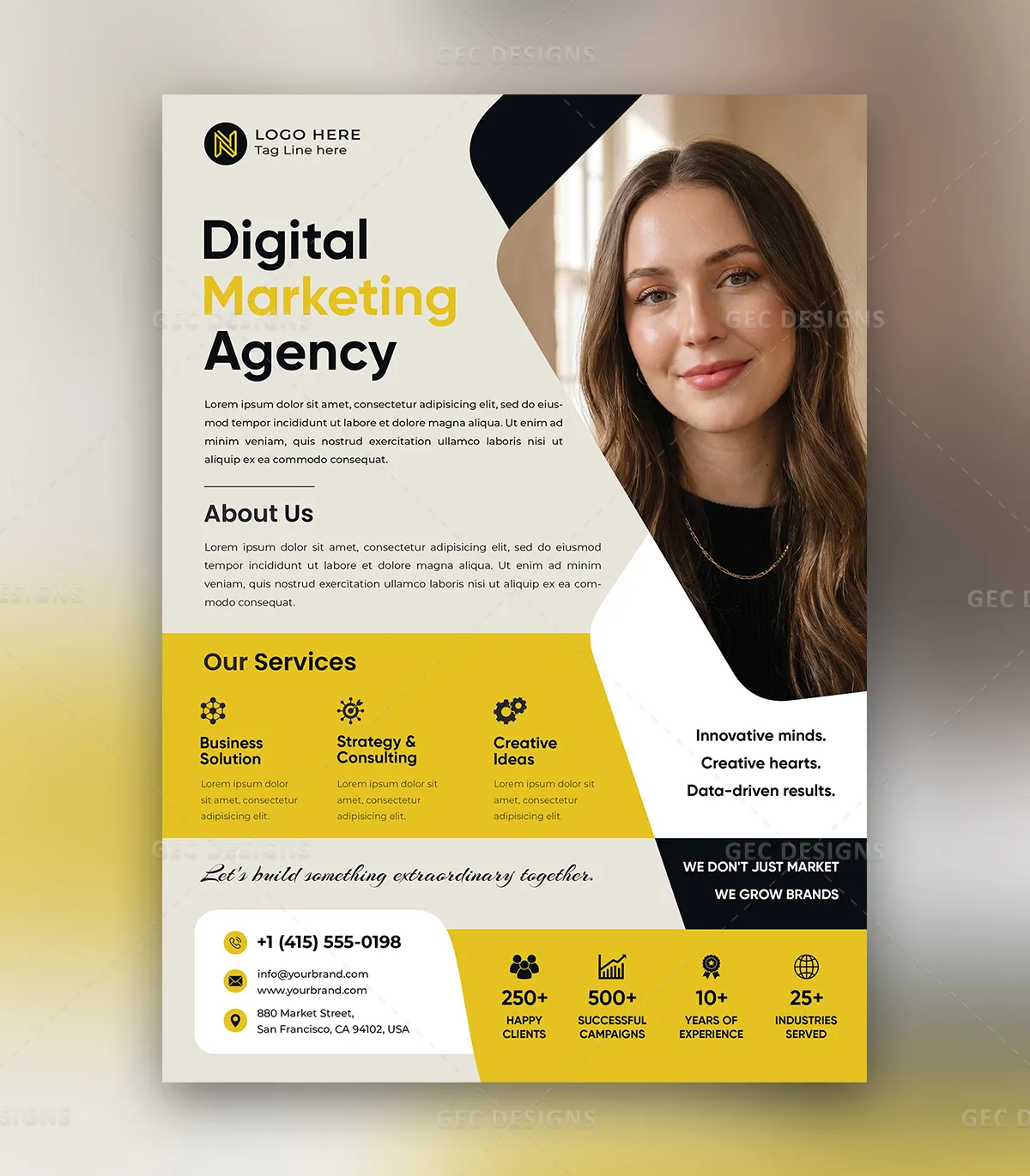 Digital Marketing Services Flyer Template for Creative Agencies