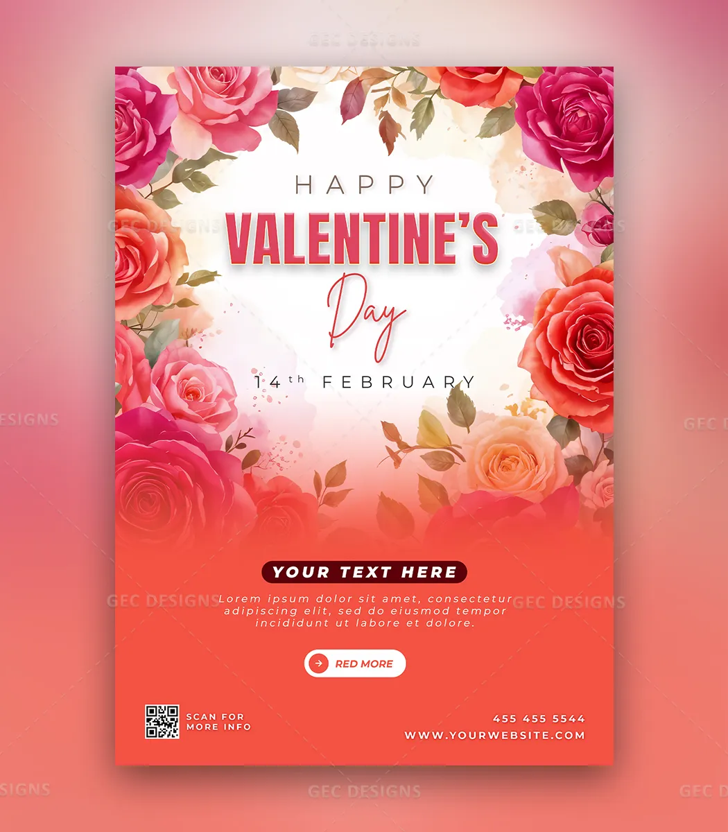 Happy Valentineās Day flyer design template