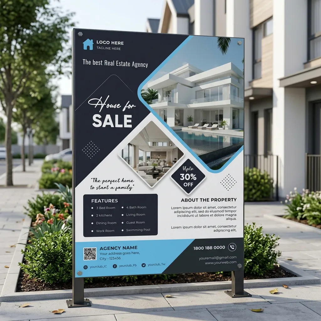 House For Sale Real Estate Flyer Template For Property Promotion Sr09032607 Mockup Two