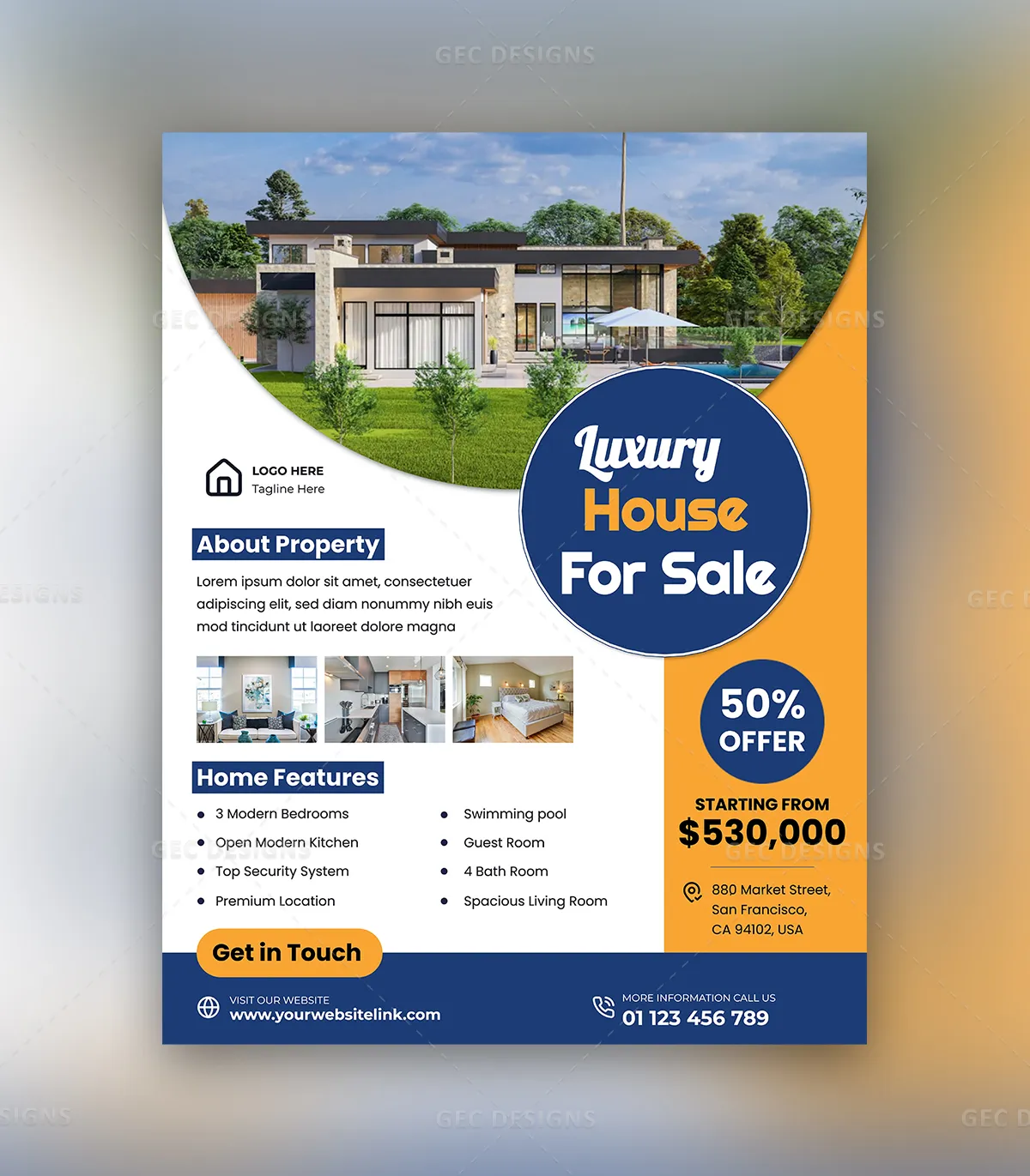 Luxury House for Sale Real Estate Flyer Template