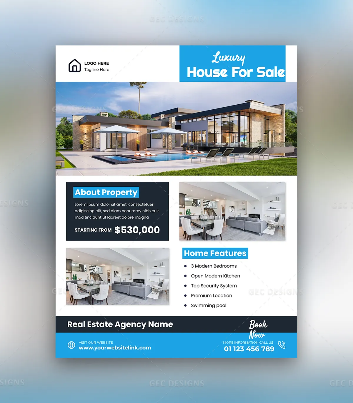 Luxury House for Sale Real Estate Flyer Template Online