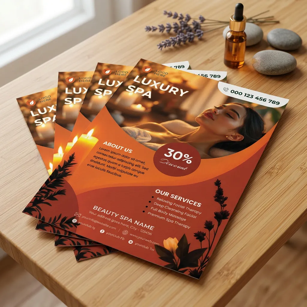 Luxury Spa Promotion Flyer Template For Massage And Wellness Services Sr09032603 Mockup One