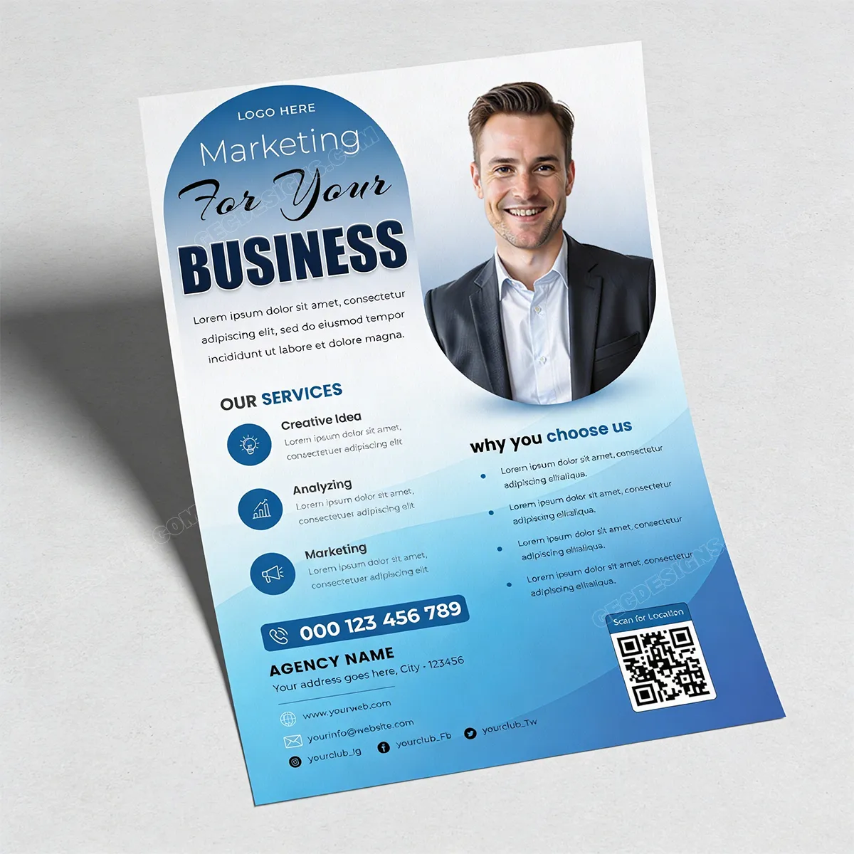 Marketing Business Flyer Template Psd For Corporate Promotion Sr27022603 Mockup One