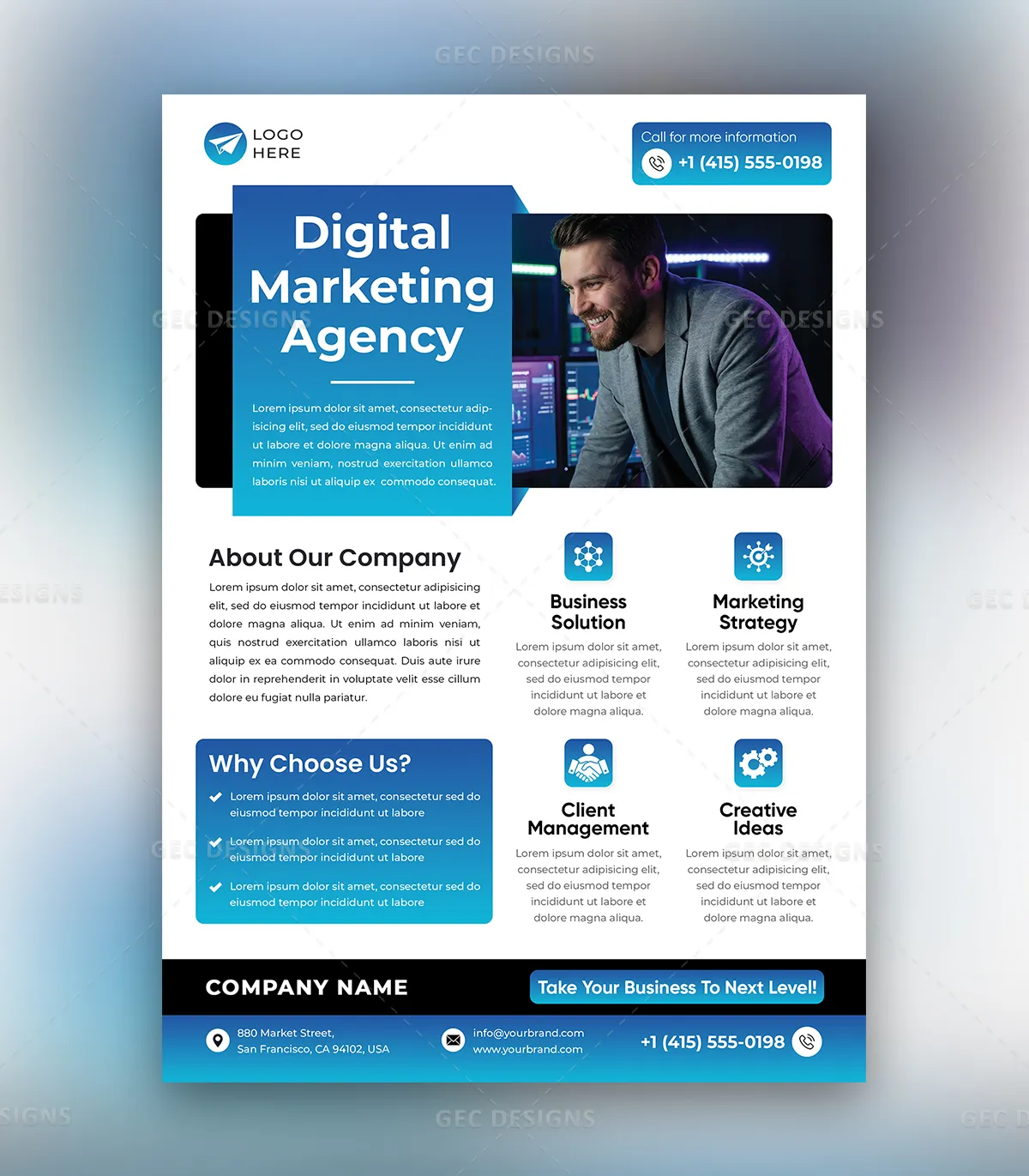 Modern Digital Marketing Services Flyer Template for Agency Promotion and Business Growth