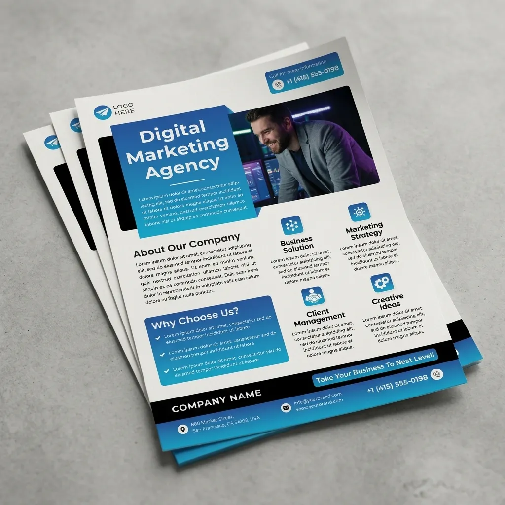 Modern digital marketing services flyer template for agency promotion and business growth mockup one