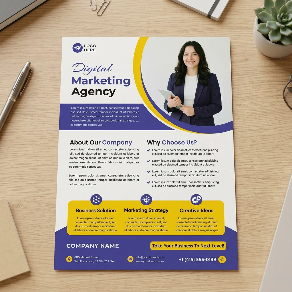 Modern digital marketing services flyer template for business advertising and agency promotion mockup one