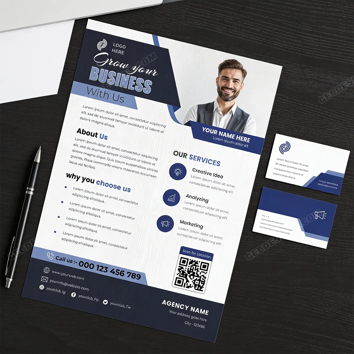 Professional Business Flyer Design Psd Clean Corporate Agency Template Sr27022601 Mockup One