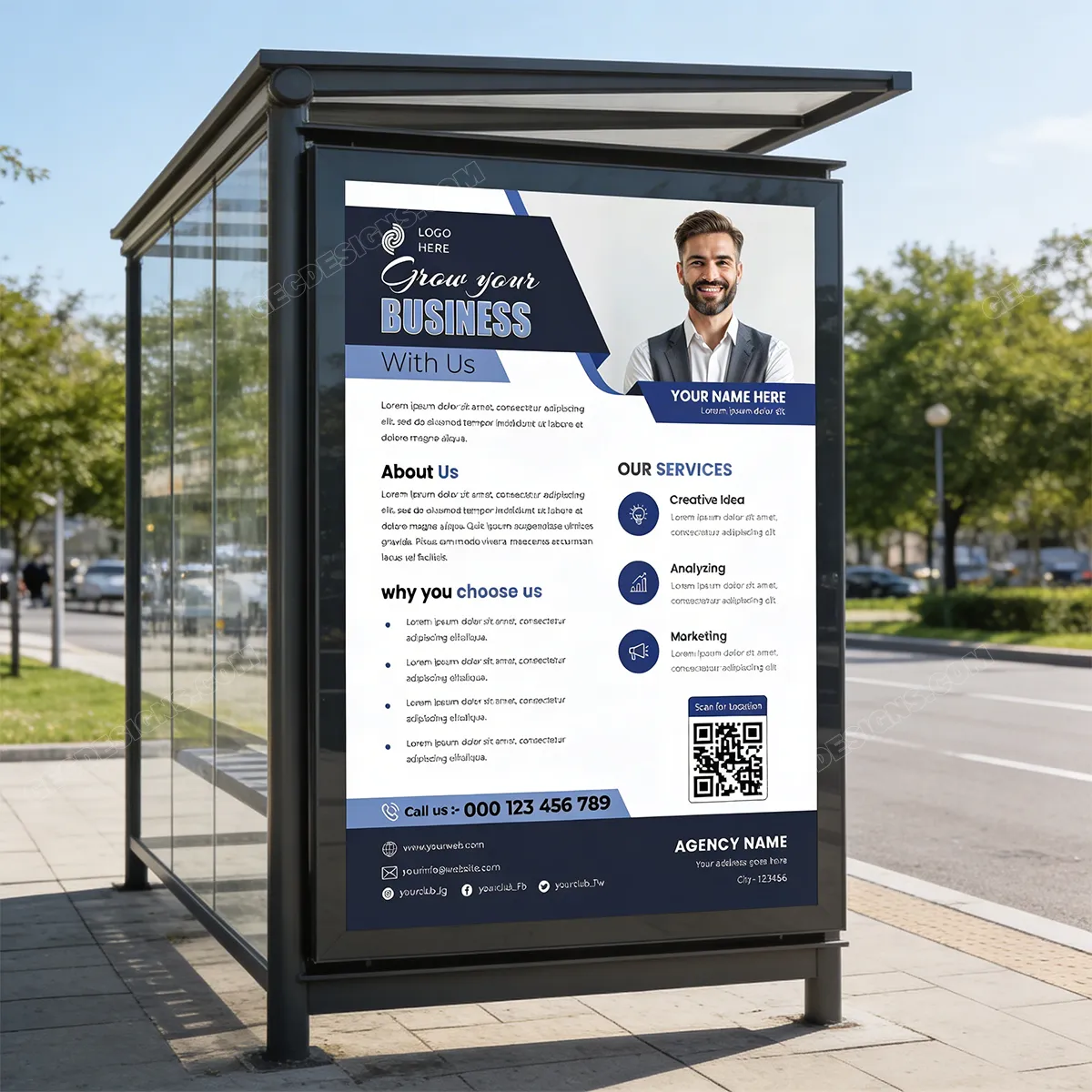 Professional Business Flyer Design Psd Clean Corporate Agency Template Sr27022601 Mockup Two