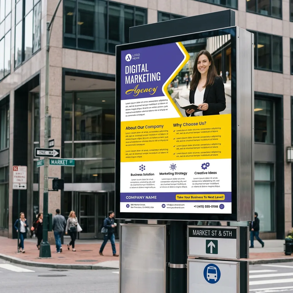 Professional digital marketing services flyer design for agencies with clean business branding mockup one