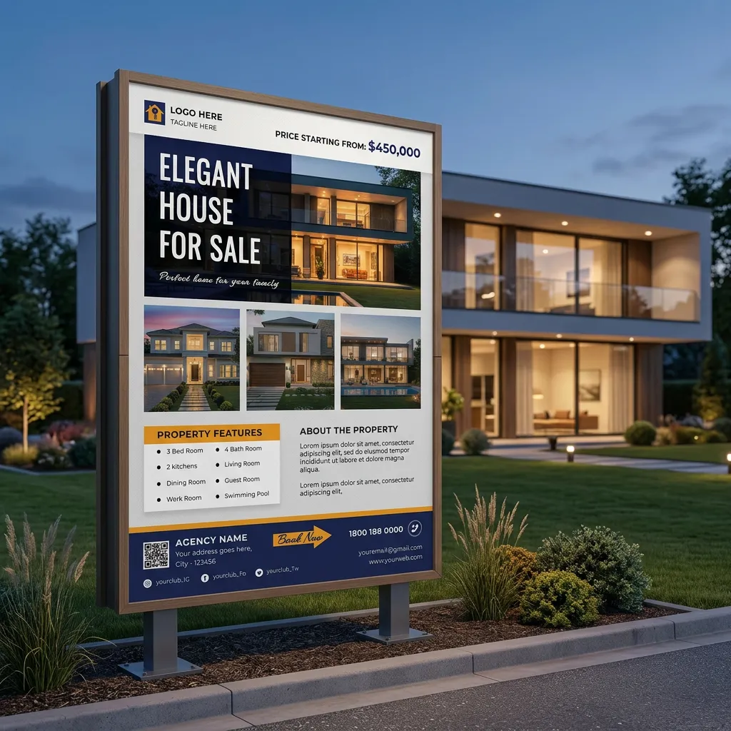 Real Estate Flyer Template for Elegant House Sale with Modern Luxury ...