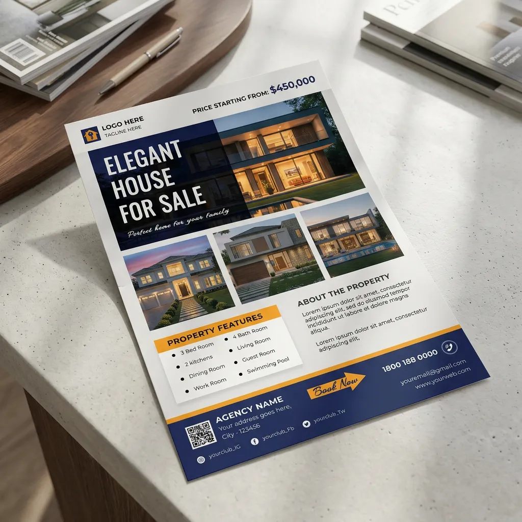 Real Estate Flyer Template for Elegant House Sale with Modern Luxury ...