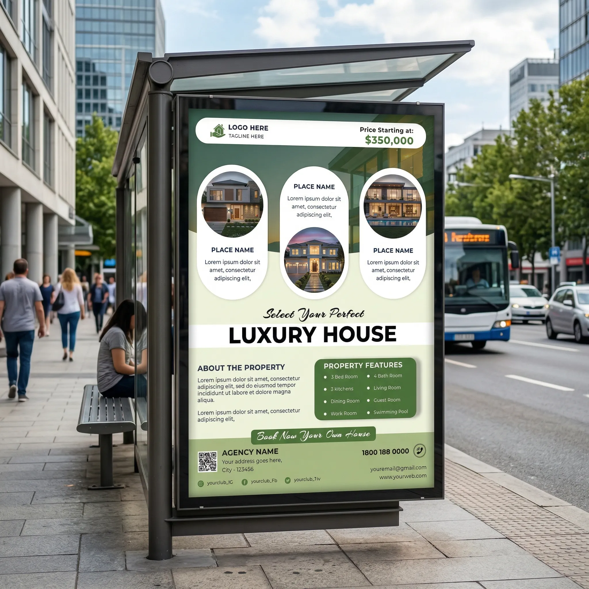 Real estate flyer template PSD editable for real estate agents luxury house listing brochure design mockup one