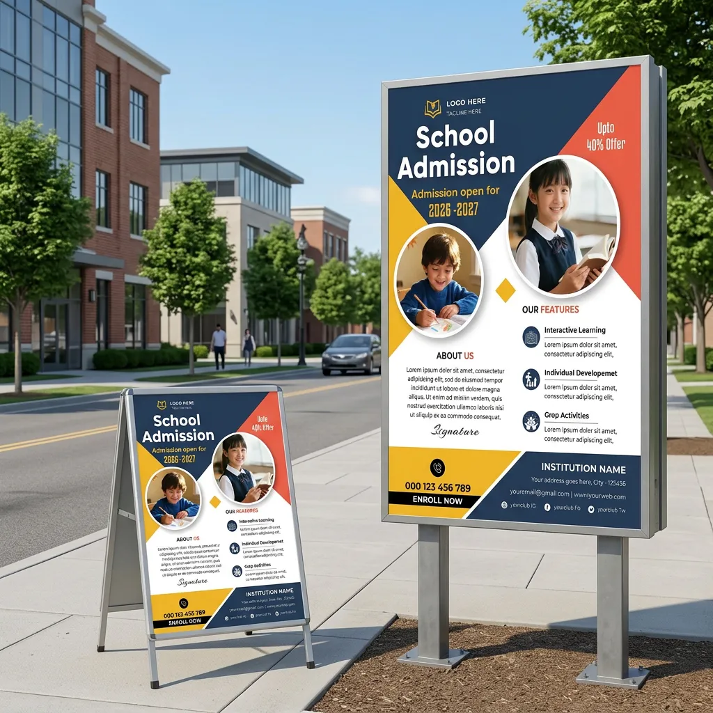 School Admission Flyer Template For Student Enrollment Promotion Sr09032609 Mockup Two