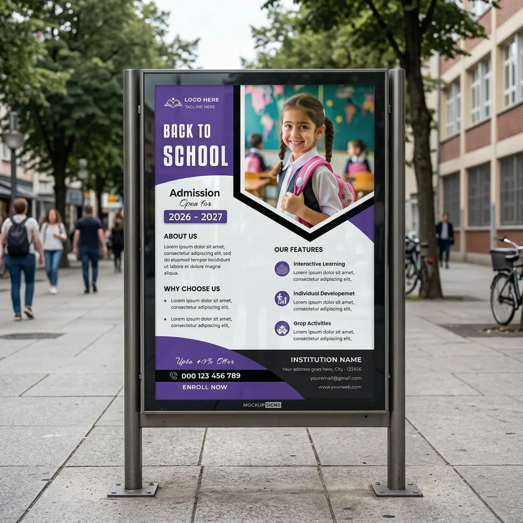 School Admission Open Flyer Template For Student Enrollment Campaign Sr09032610 Mockup Two