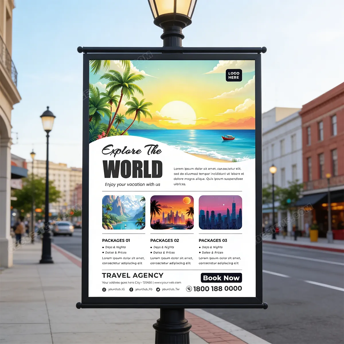 Tour And Travel Agency Flyer Template Psd For Vacation Packages Sr02032602 Mockup One