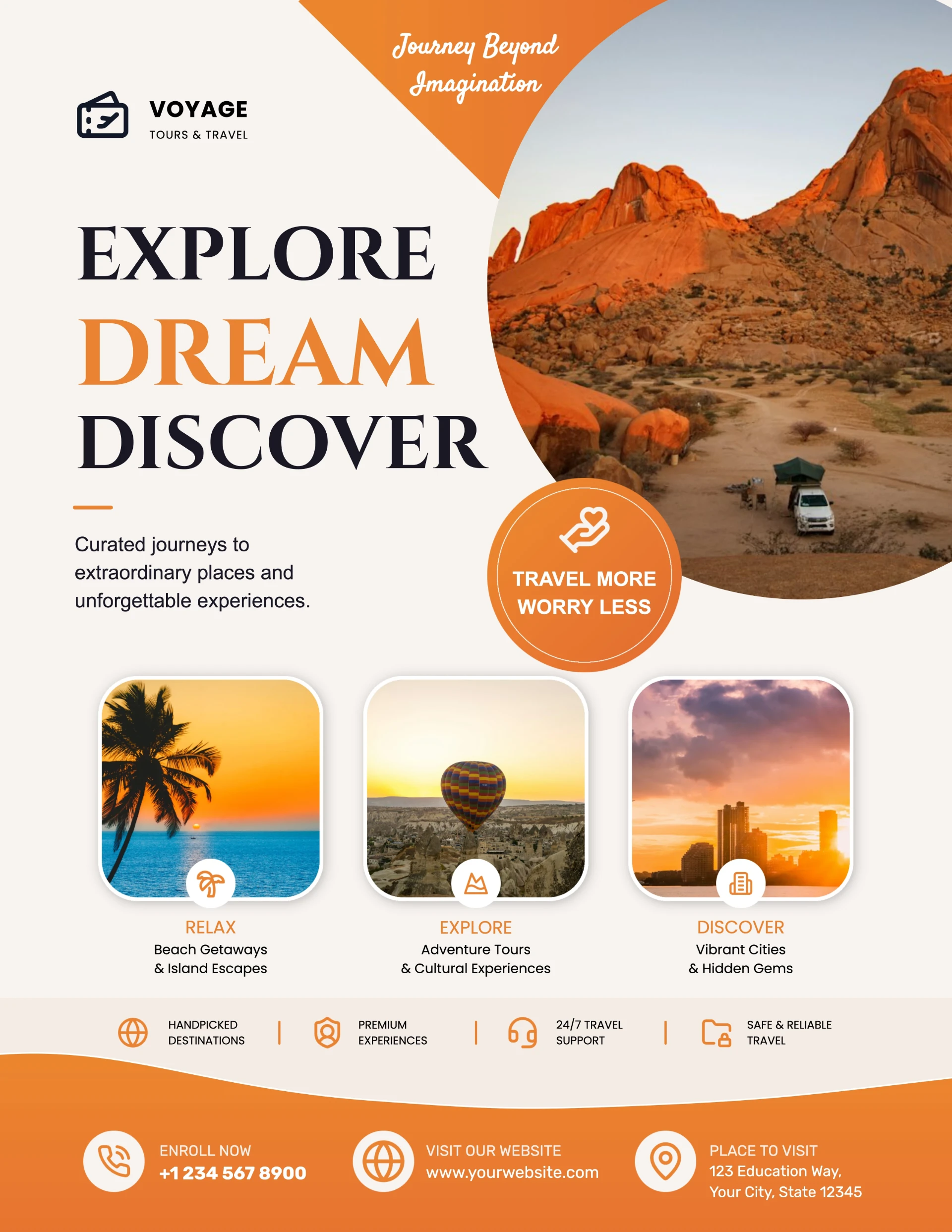 Travel Agency Flyer Template with Destination Highlights