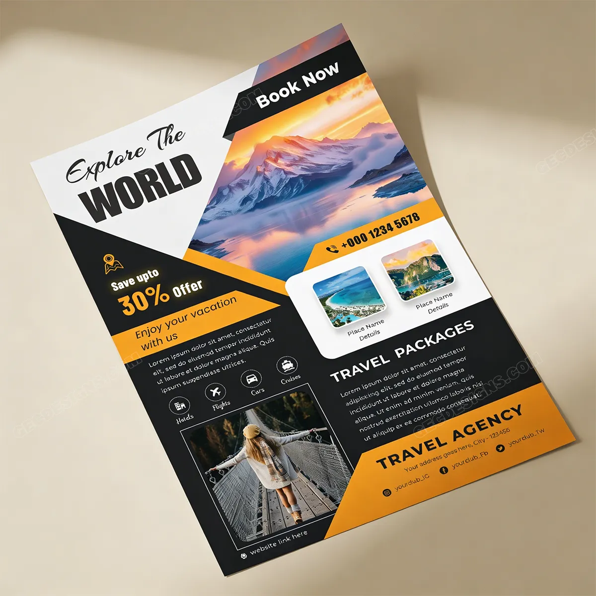 Travel Agency Promotion Flyer Template Psd With Discount Offer Sr02032603 Mockup One