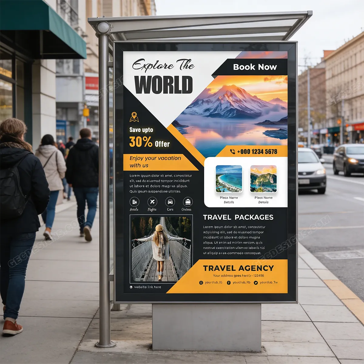 Travel Agency Promotion Flyer Template Psd With Discount Offer Sr02032603 Mockup Two