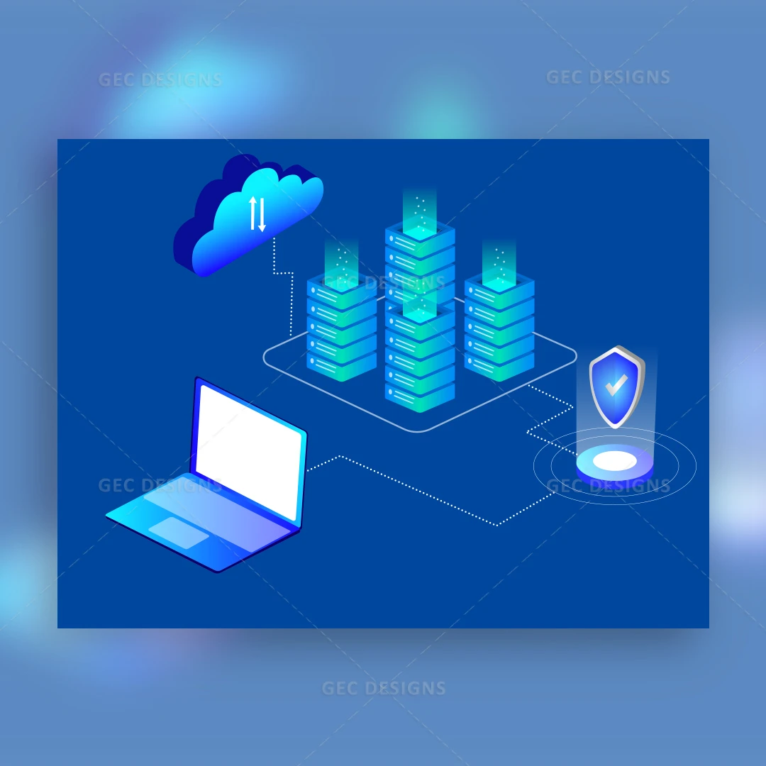 Fortified Cloud Storage Isometric Illustration of Server Security | GEC ...